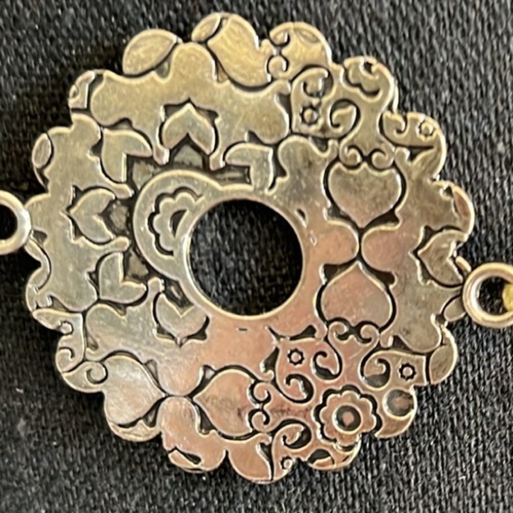 Women’s Chainlink Silver Gold Tone Reversible Floral Details Belt 70s Look Feel - Picture 7 of 15